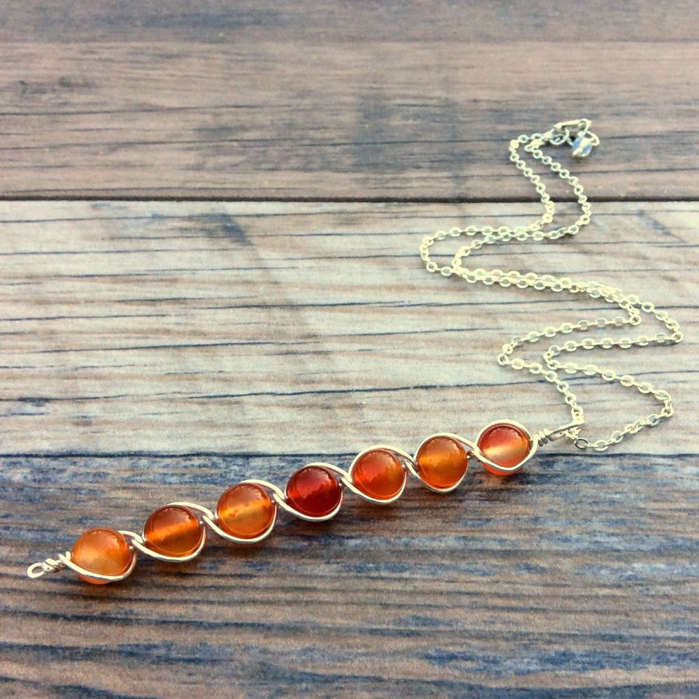 Carnelian necklace, Sacral chakra, Sterling silver, healing necklace